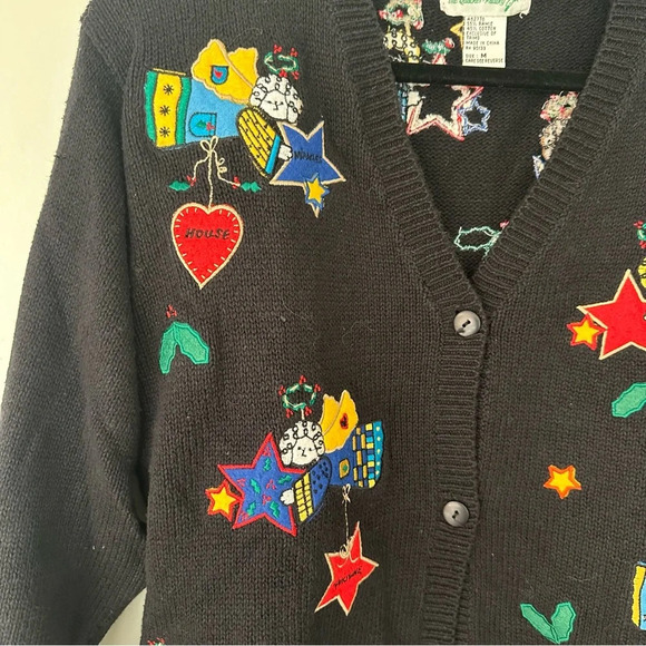 Quacker Factory Christmas Holiday Sweater Vintage colorful angels Size Medium - Picture 3 of 6